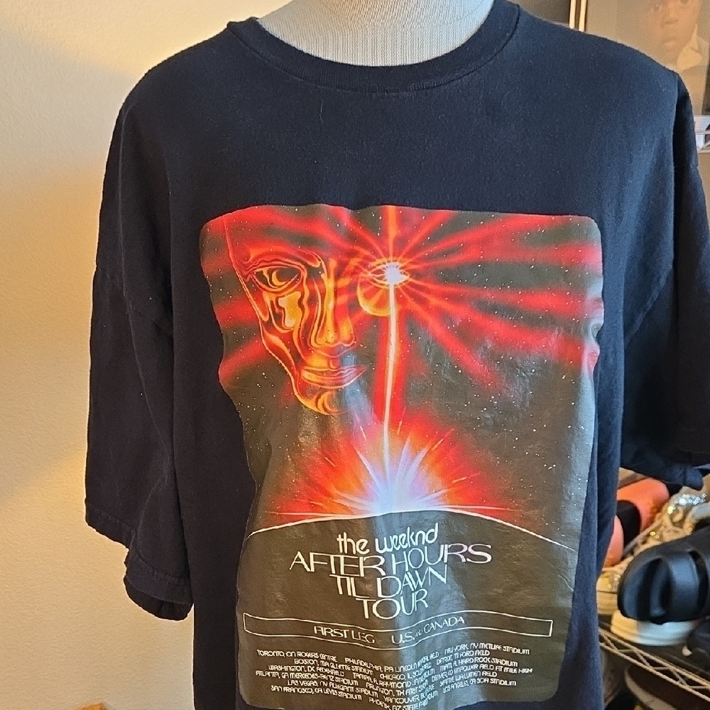 Black The Weeknd After Hours Til Dawn Tour Short Sleeve Tee with Graphic Design - Picture 1 of 5